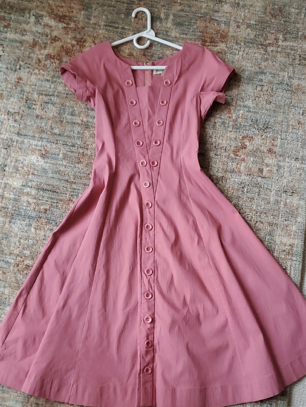 Bettie Page Rose-Pink Dress L Retro Pin Up